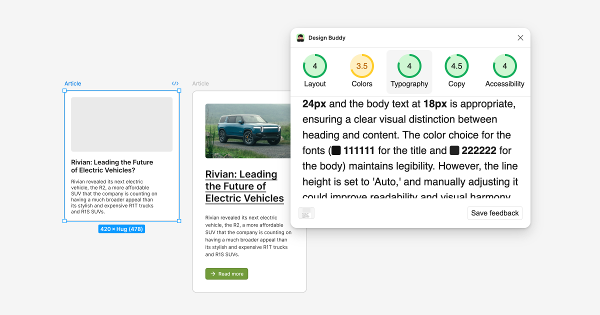 Design Buddy precize feedback